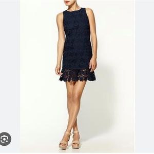 Juicy Couture Daisy Guipure Navy Crochet Ruffle Dress